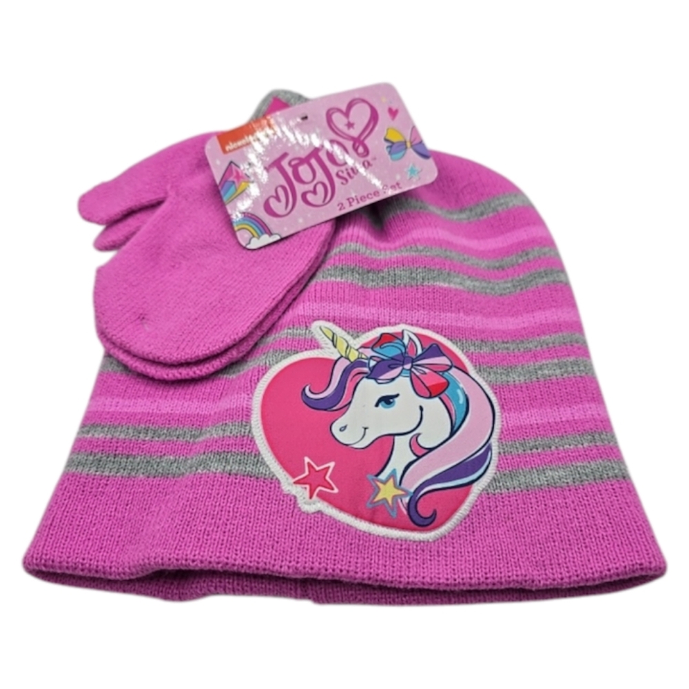 New With Tags Jo Jo Siwa 2-piece Pink Unicorn Hat & Glove Set One Size Fits Most